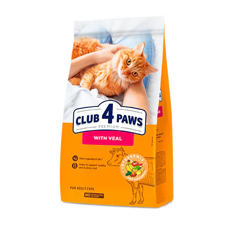 CLUB 4 PAWS Premium With Veal Adult Cats Dry Food (300g/2kg/14kg)
