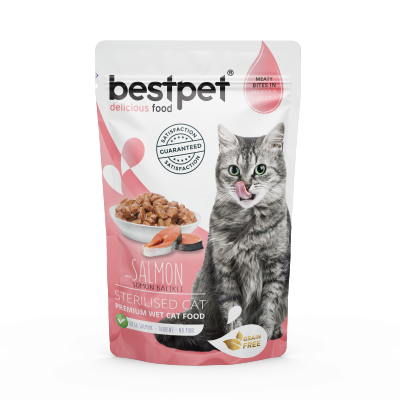 Bestpet Delicious Food with Salmon Sterilised Cat 85g