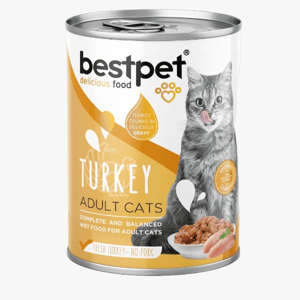bestpet Turkey Adult Cat Wet Food Cans 400 g