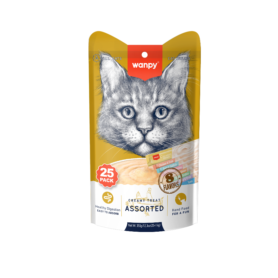 Wanpy 25 Pack Creamy Treat - Assorted 8 Flavors