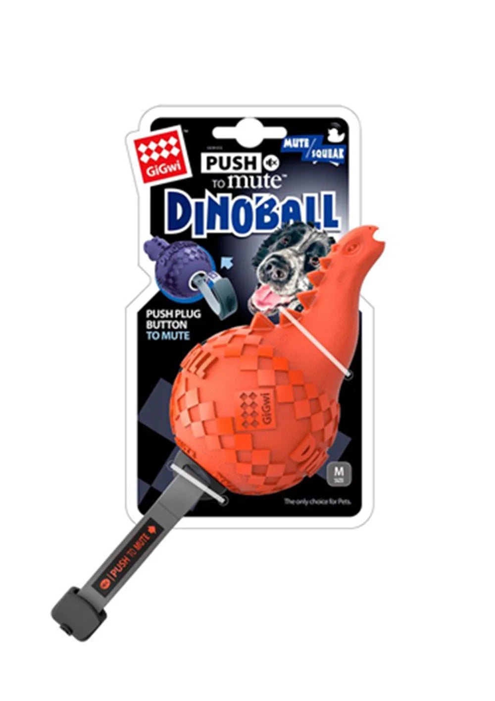 GIGWI DINOBALL APATOSAURUS PUSH TO MUTE /ORANGE