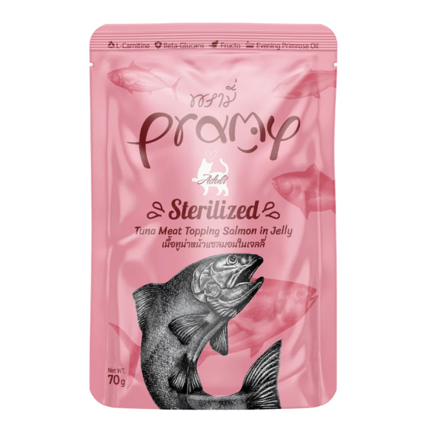 Pramy Tuna with Salmon In Jelly Pouches for Sterilized Cats 70g