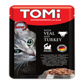 TOMI SACHETS FOR CATS – VEAL AND TURKEY 100G