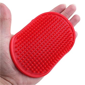 Pet Shampoo Bath Brush Soothing Massage Rubber Comb with Adjustable Ring Handle