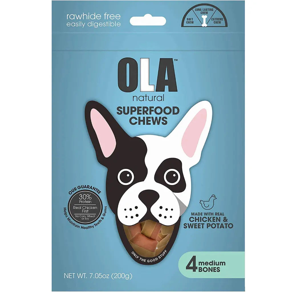 Ola Natural Chicken & Sweet Potato 4 Medium Bones Dog Treats 200g