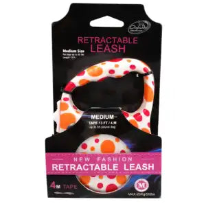 RETRACTABLE LEASH - POLKA DOT 4m TAPE MEDIUM (25kg) Multi-pattern