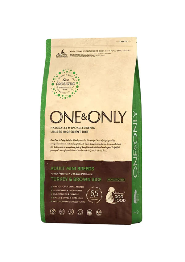 One and Only dry food for mini adult dogs with turkey & rice (3KG-1kg)