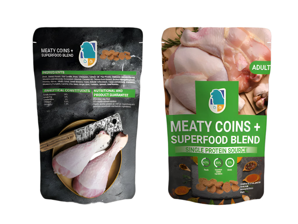 Meaty Coins + Superfood Blend Adult DOG Treats With Duck (80g)
