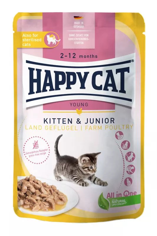 Happy Cat Meat in Sauce - Kitten & Junior Farm Poultry 85 G