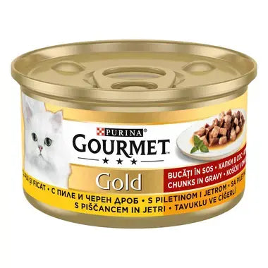 Purina Gourmet Gold Chicken and liver fillets for cats 85g