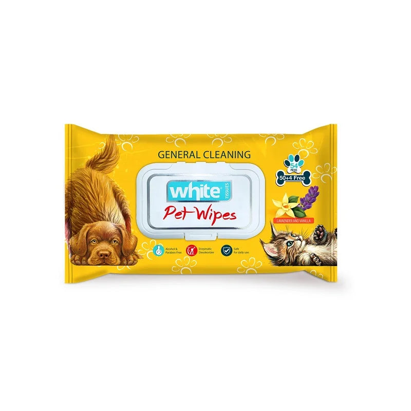 White Pets Wipes 54 Tissue