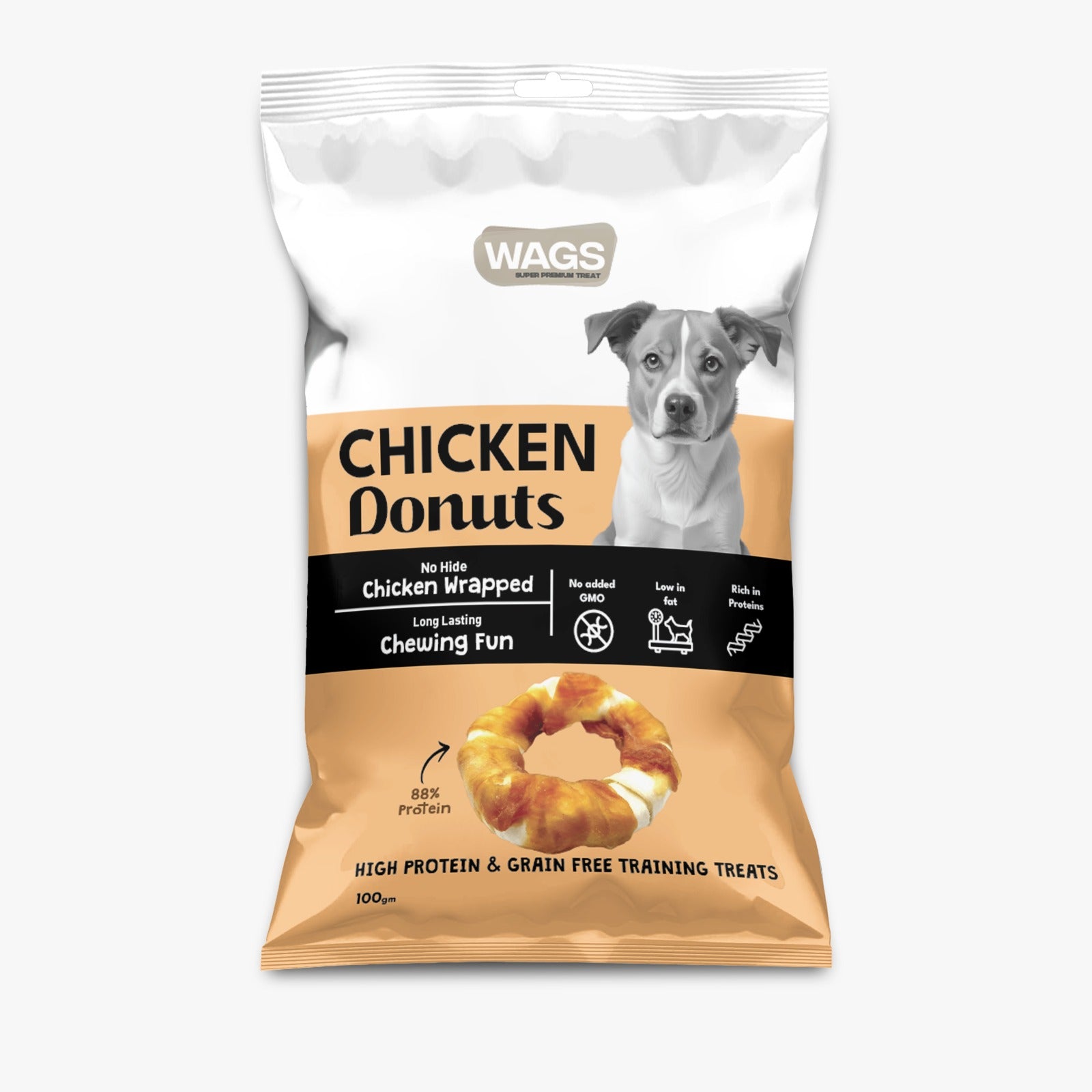 Wags Chicken Donut 100 Gram - 4 Pieces