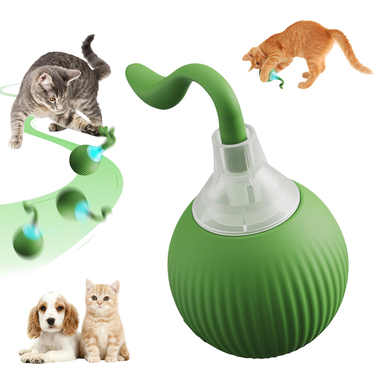Interactive Cat Toy & Dog Ball - Automatic Smart Teasing Ball for Cats and Dogs, USB Rechargeable, Self-Rolling Toy for Indoor Activity