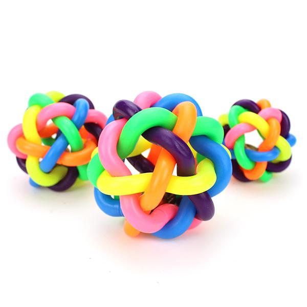 Knit Ball/Rainbow dog toy/dog ball toy with bell inside