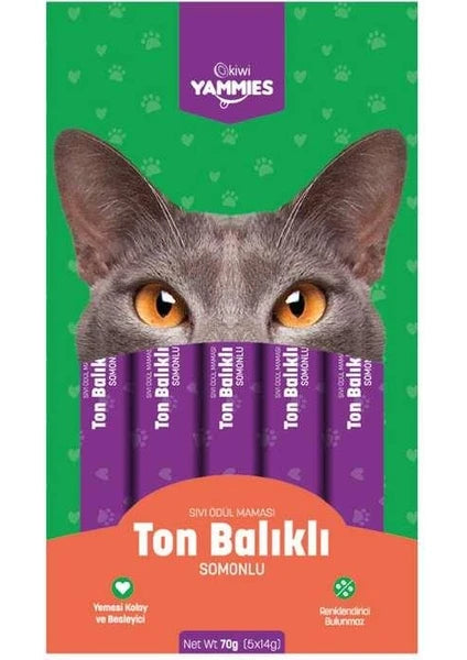 Kiwi Yammies Salmon  and Tuna Liquid Cat Food 5-Piece
