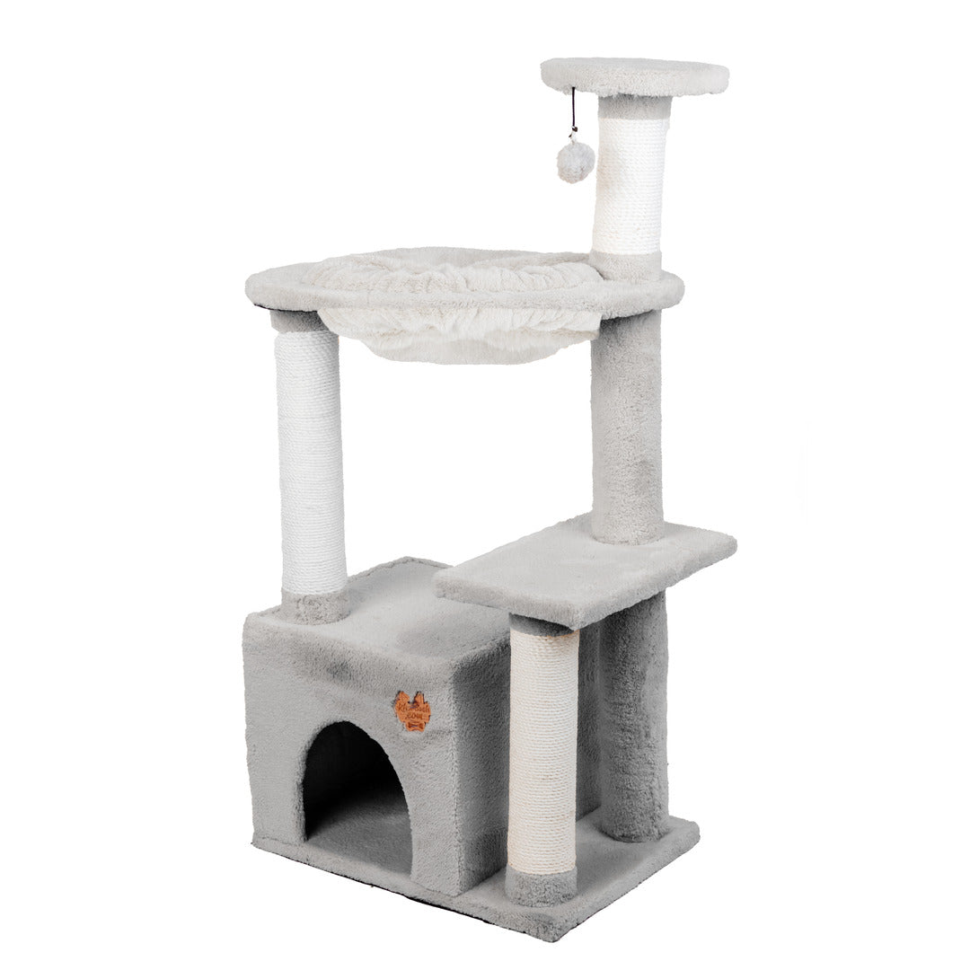 Kilodor Cat Tree, Small Cat Condo Tower with Hammock, Sisal Scratching Post for Kitten 30x35x107cm
