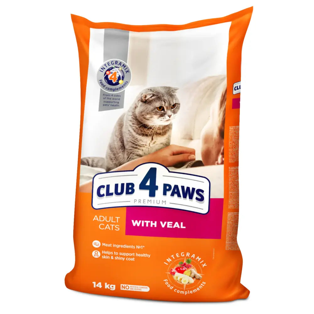 CLUB 4 PAWS Premium With Veal Adult Cats Dry Food (300g/2kg/14kg)