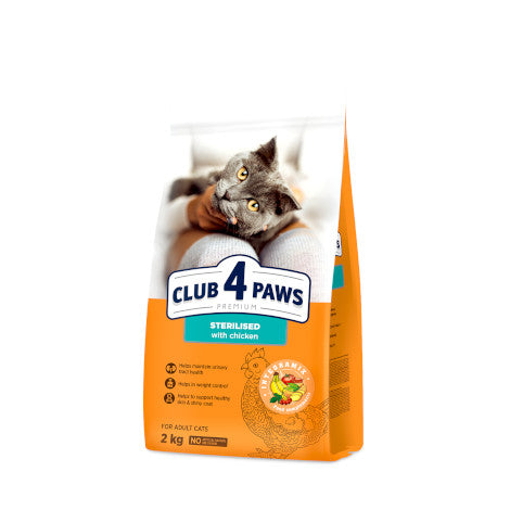 CLUB 4 PAWS PREMIUM for adult cats STERILISED (2kg-300gm)