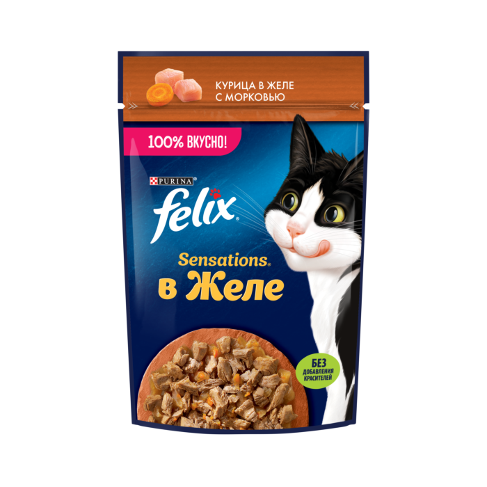 Purina FELIX Sensations Wet Food for Cats with Chicken in Jelly with Carrots 75 g