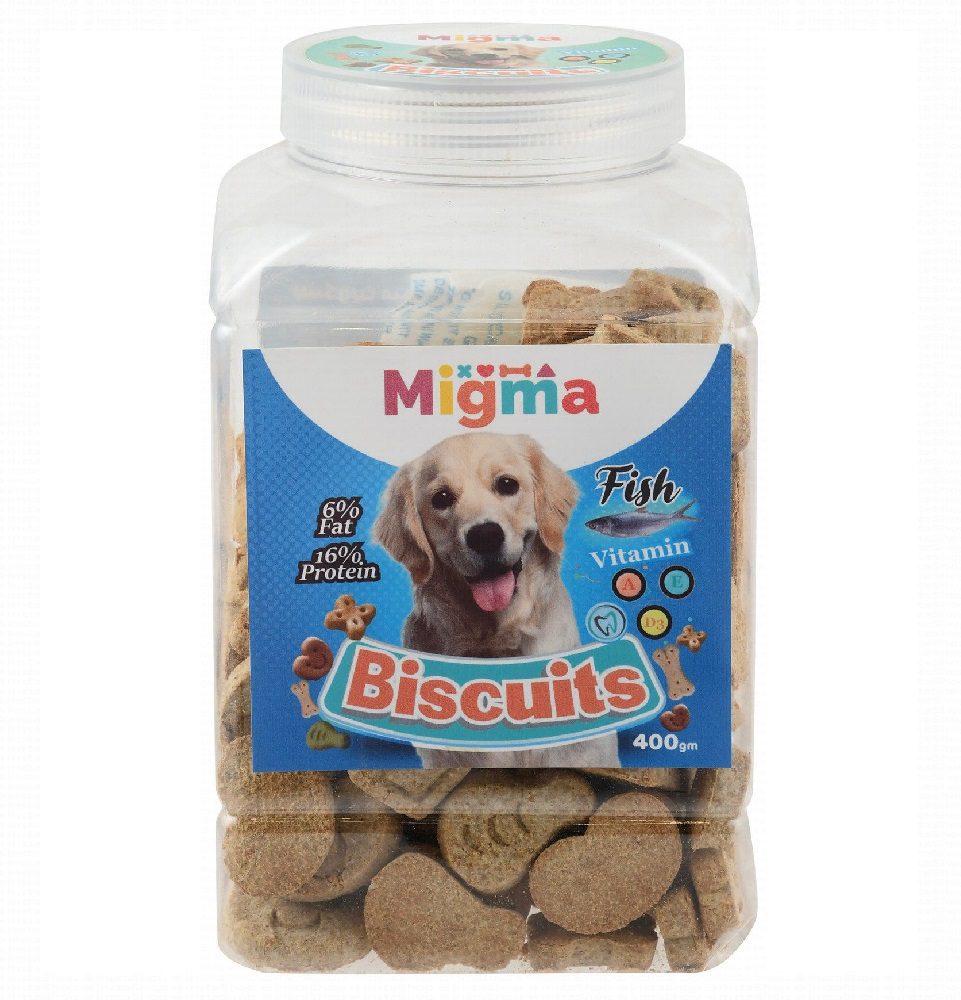 Migma fish shaped Biscuits treats With salmon for dogs 400Gm