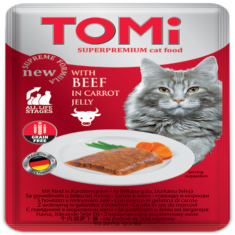 TOMi 100g pouch – beef in carrot jelly