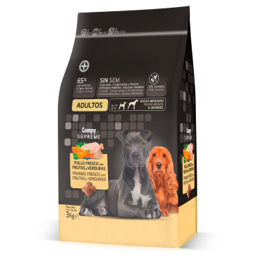 Compy Supreme for adult dogs of medium and large breeds. with fresh chicken, fruit and vegetables. GRAIN FREE.(10kg)