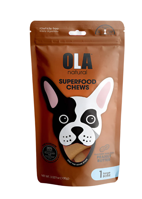 Ola Natural Peanut Butter Dog Treats 1 Large Bone 100gm