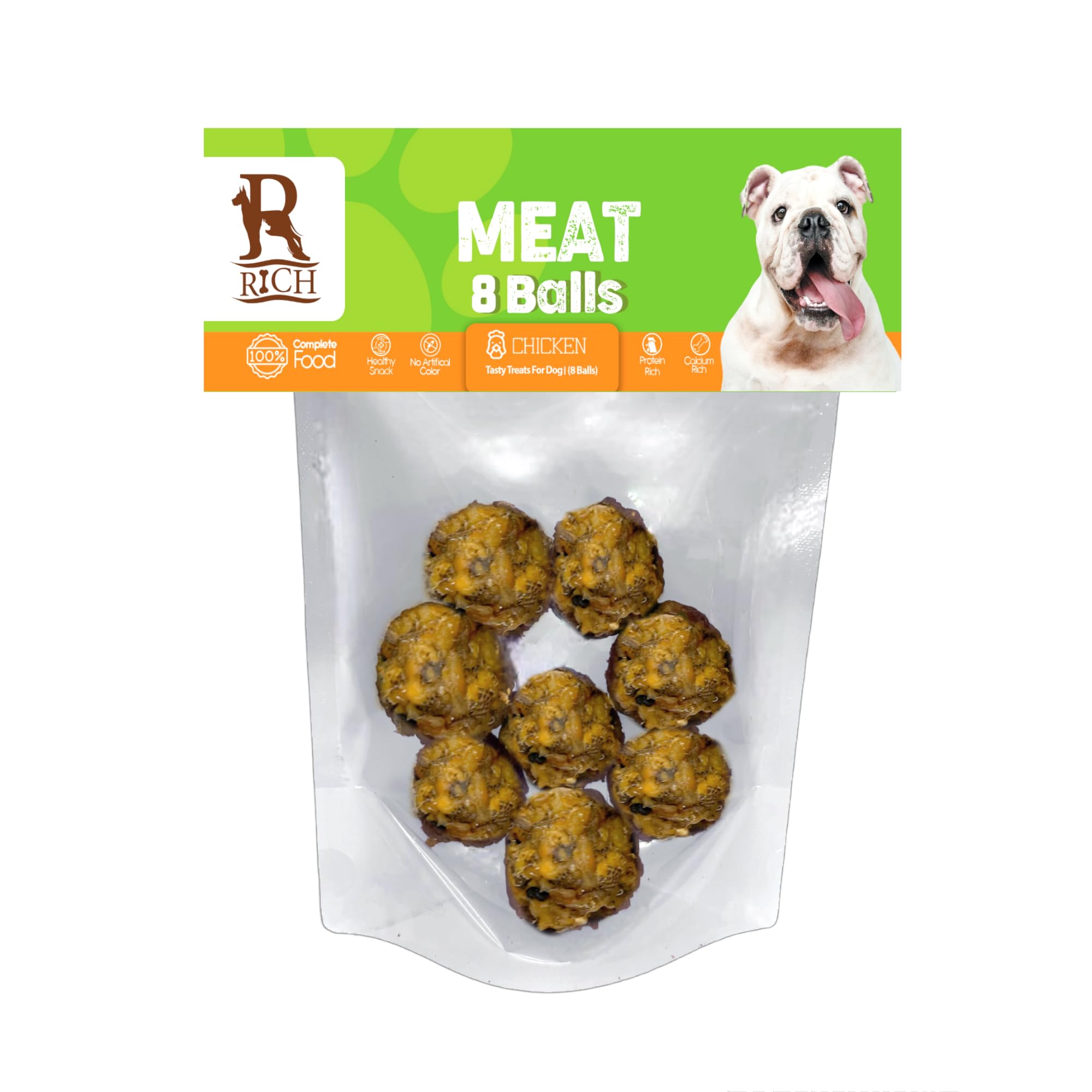RICH Meat balls dog treats - 8 balls with chicken