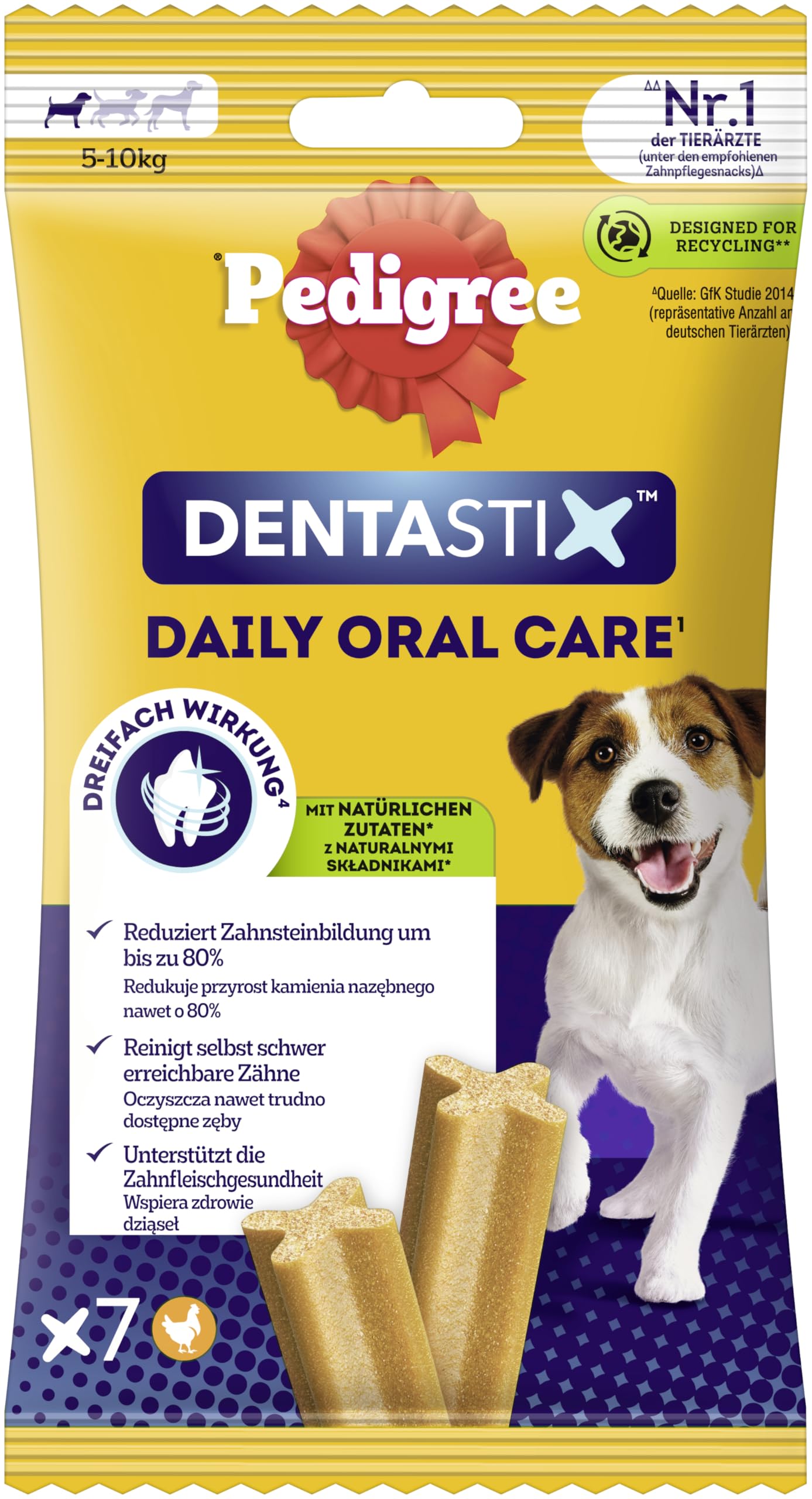 PEDIGREE DentaStix Small Dental Daily Dog Treats (5-10kg) 110G x7 Sticks