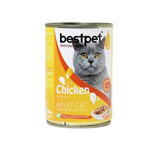 Bestpet Wet Food Chunks with Chicken in Jelly for Sterilized Adult Cats 400gr