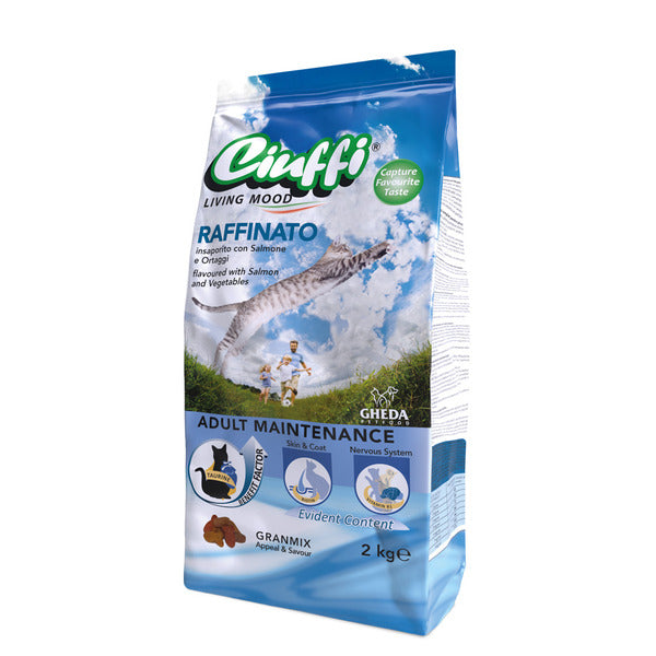 Ciuffi Living Mood Raffinato Adult Maintenance flavoured with Salmon and Vegetables Adult Cats Dry Food (15kg-2kg)