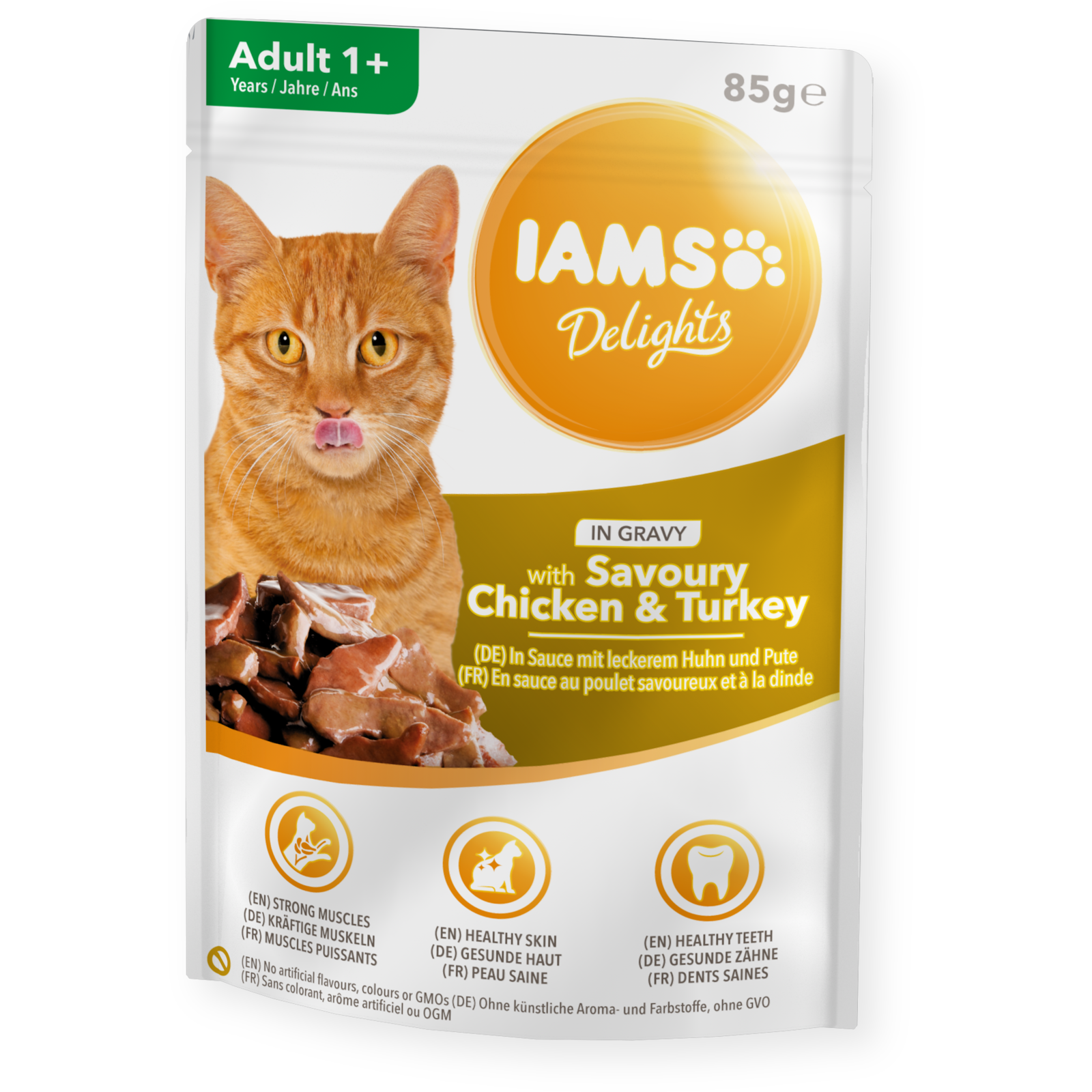IAMS Delights Adult Savoury Chicken & Turkey in Gravy 85G