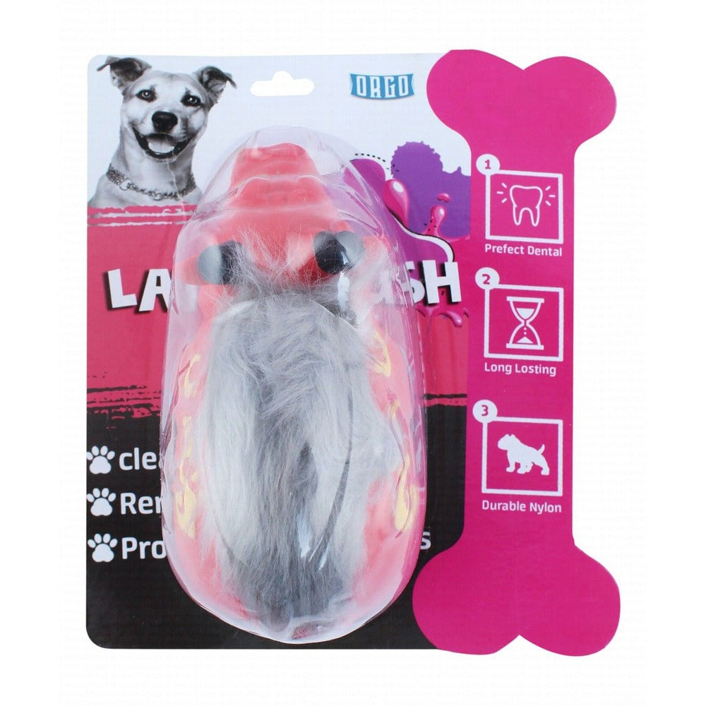 Orgo Medium Red Nylon Wild Boar Shaped Dog Chew Toy