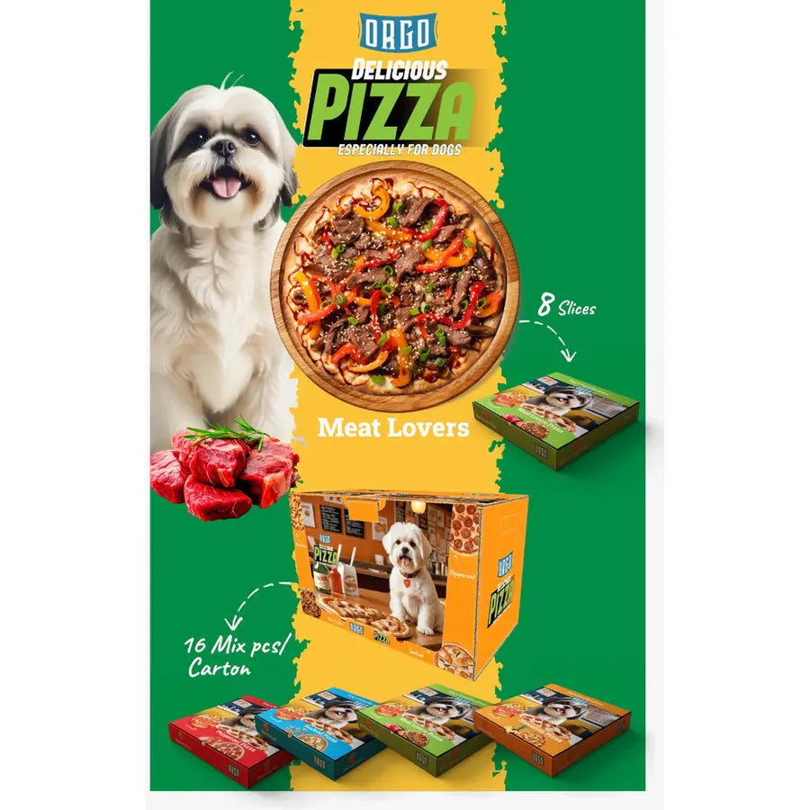 Orgo Treats Dog Meat Lovers Pizza 8 Slices