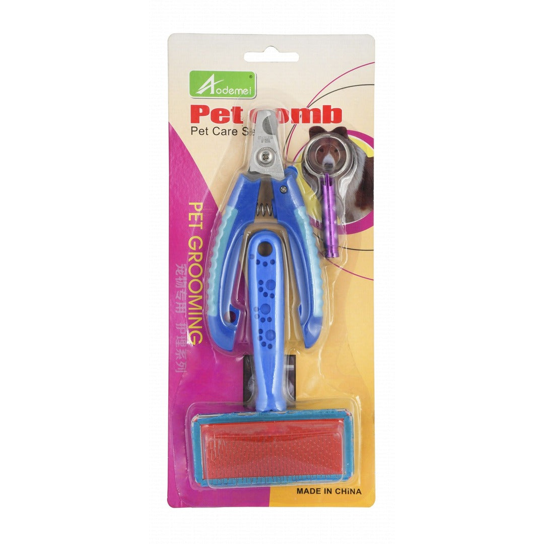 Aodemei Blue & Red Pet Grooming Kit