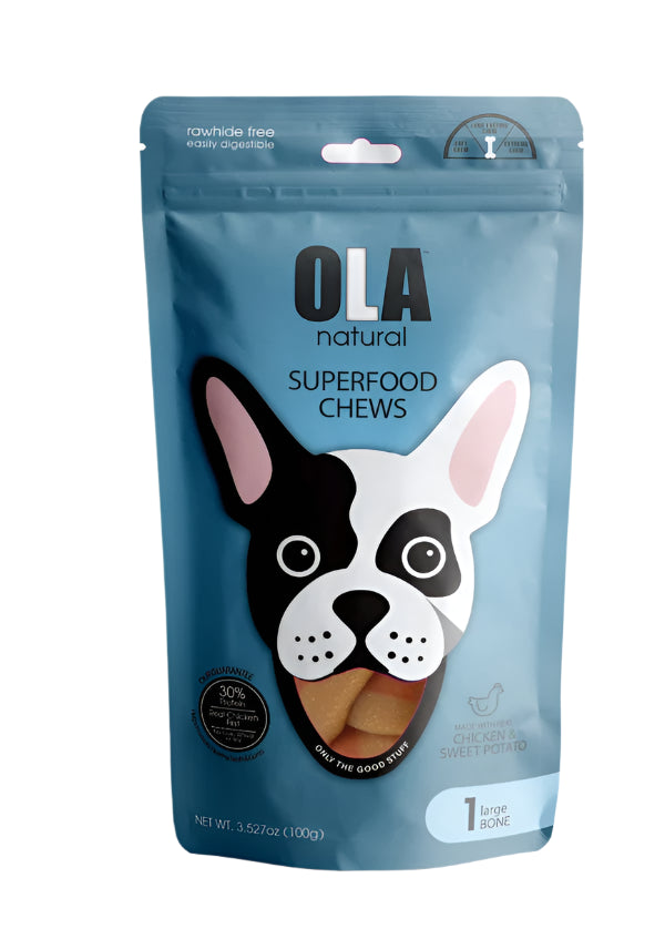 Ola Natural Chicken & Sweet Potato Dog Treats 1 Large Bone